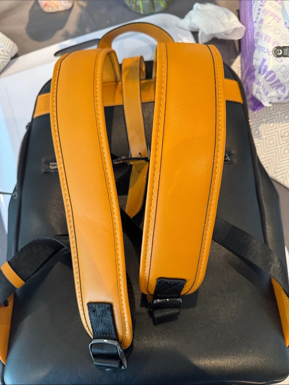 Two-Tone Black and White Laptop Backpack - Minimalist Bag